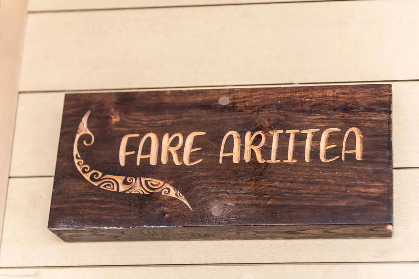 Sign "Fare Ariitea" in our vacation home in Bora Bora