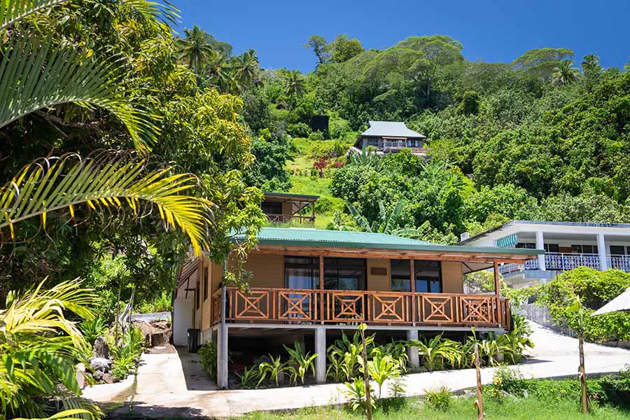 Outside view of the house from the garden in our vacation home in Bora Bora