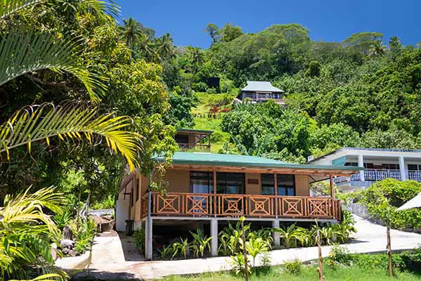 Outside view of the house from the garden in our vacation home in Bora Bora