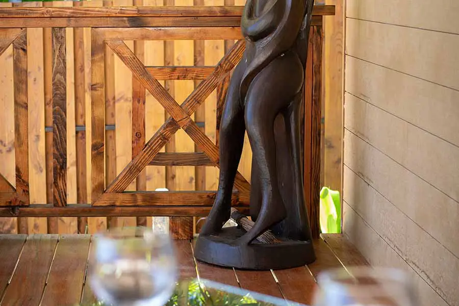 Sculpture on terrace in our vacation home in Bora Bora